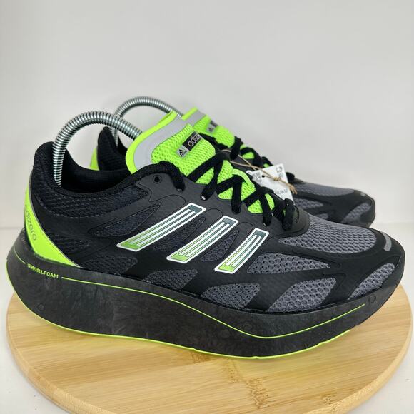Adidas Adizero Aruku Sneaker Shoes Casual Lace Up Black Neon Green Mens 10.5 NEW main image 4